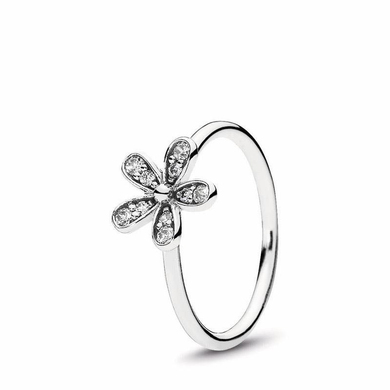 Pandora Dazzling Daisy Stackable Ring Ireland - Sterling Silver/Cubic Zirconia - 428593JQF